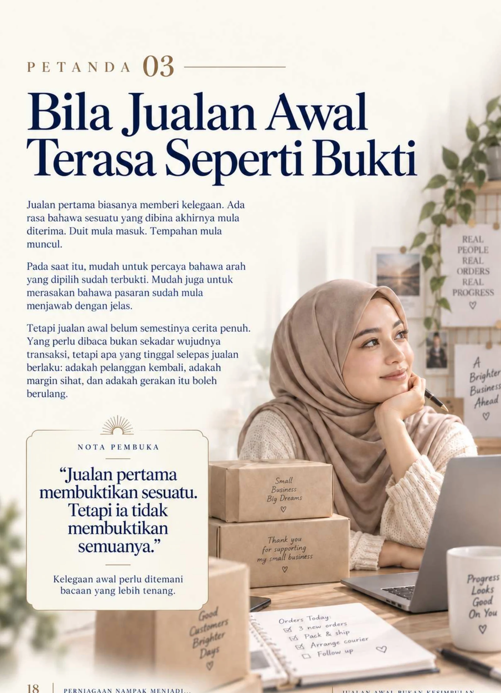 Halaman PNM bagi petanda ketiga tentang jualan awal
